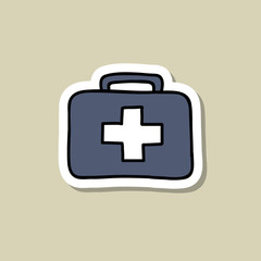 first aid kit doodle icon, vector illustration