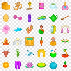 Yoga center icons set. Cartoon style of 36 yoga center vector icons for web for any design