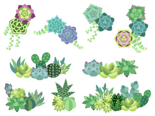 多肉植物の寄せ植え飾り枠イラストセット