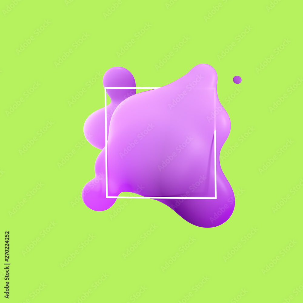 Poster purple gradient colors blot. fluid abstract shape banner, dinamic soft design element and frame. 3d 