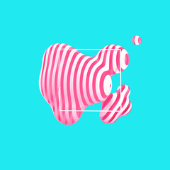 Abstract striped fluid blot banner, art liquid shape creative design element for logo, icon, 3d illustration