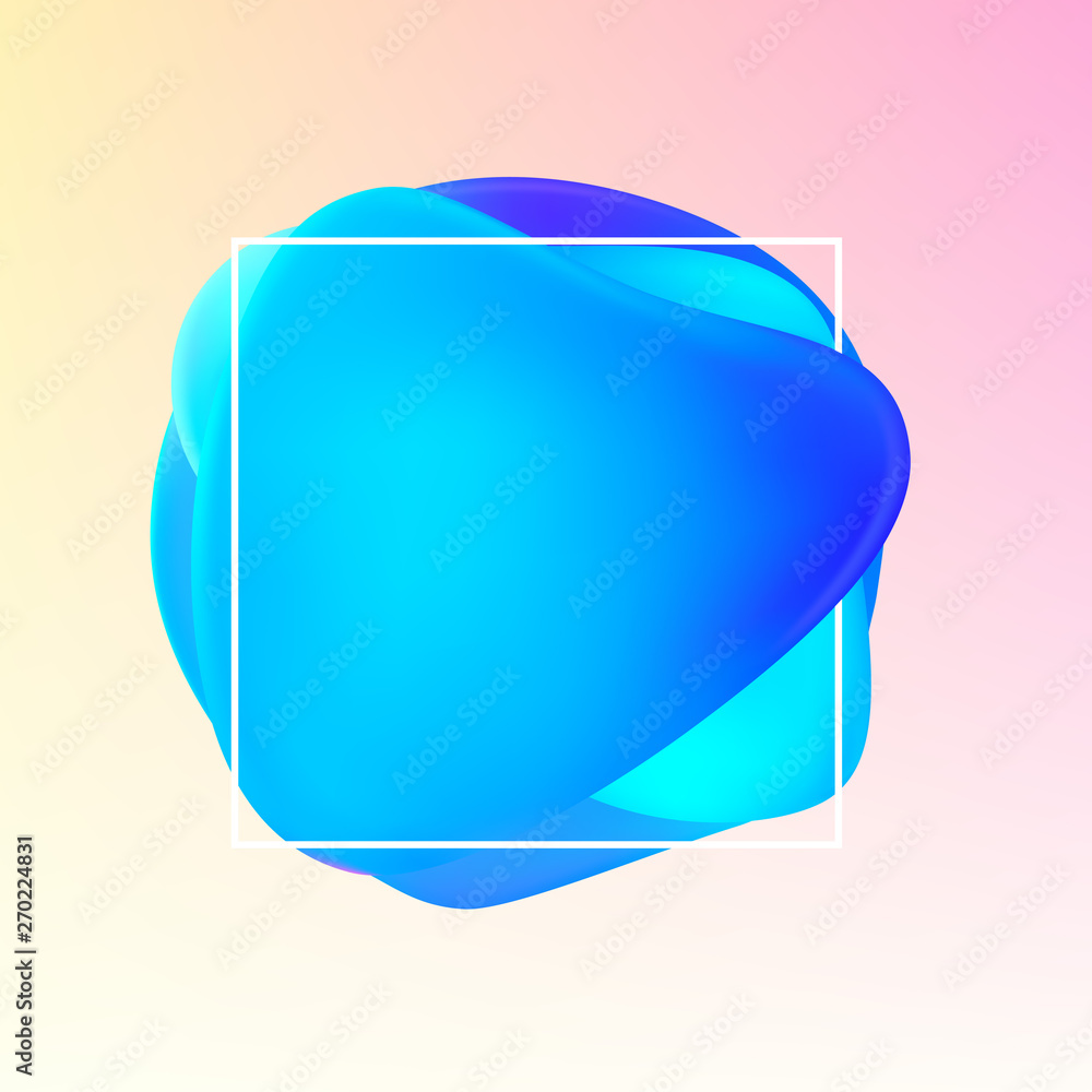 Poster blue gradient color abstract shape banner and frame. liquid soft body bright colors design element.