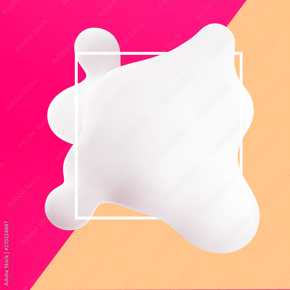 Poster white blot isolated. fluid abstract shape banner, dinamic soft design element and frame.