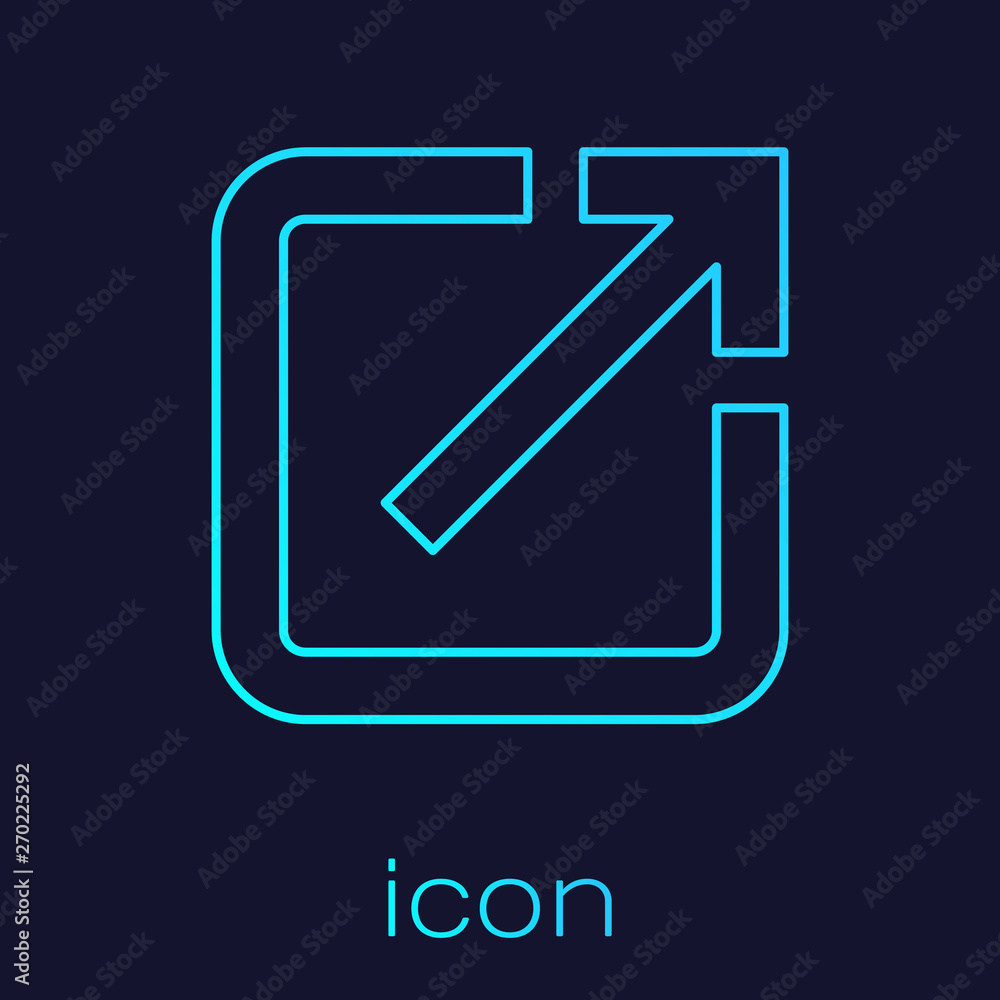 Poster turquoise open in new window line icon isolated on blue background. open another tab button sign. br