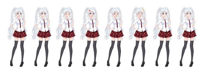 Anime manga schoolgirl plaid red skirt tie pattern