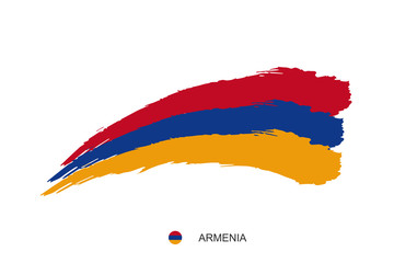 Watercolor painting ARMENIA national flag. Grunge brush stroke ARMENIAN Independence day symbol - Vector abstract illustration