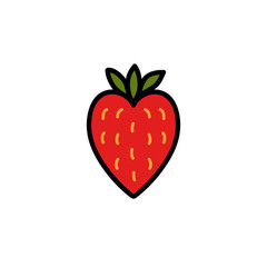 strawberry doodle icon, vector illustration