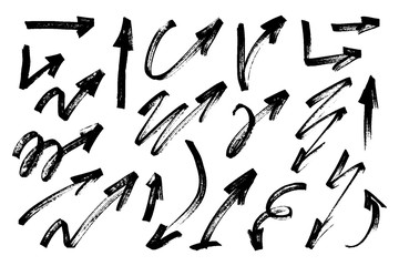Naklejka premium Set of hand drawn grunge arrows. Vector illustration.