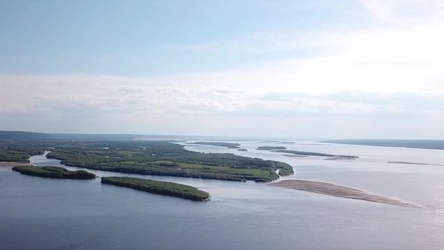 Aerial View. The Lena River in Yakutia on the Far East of Russia