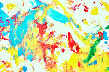 Abstract oil paint texture on white canvas, colorful abstract background.