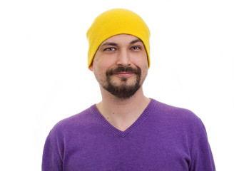 humorous funny male portrait on white background