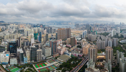 Fototapeta na wymiar Top view of apartment building in Hong Kong