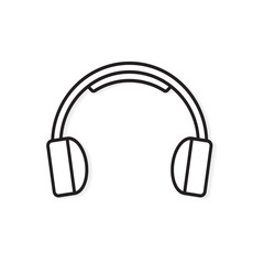 black and white headphones icon- vector illustration