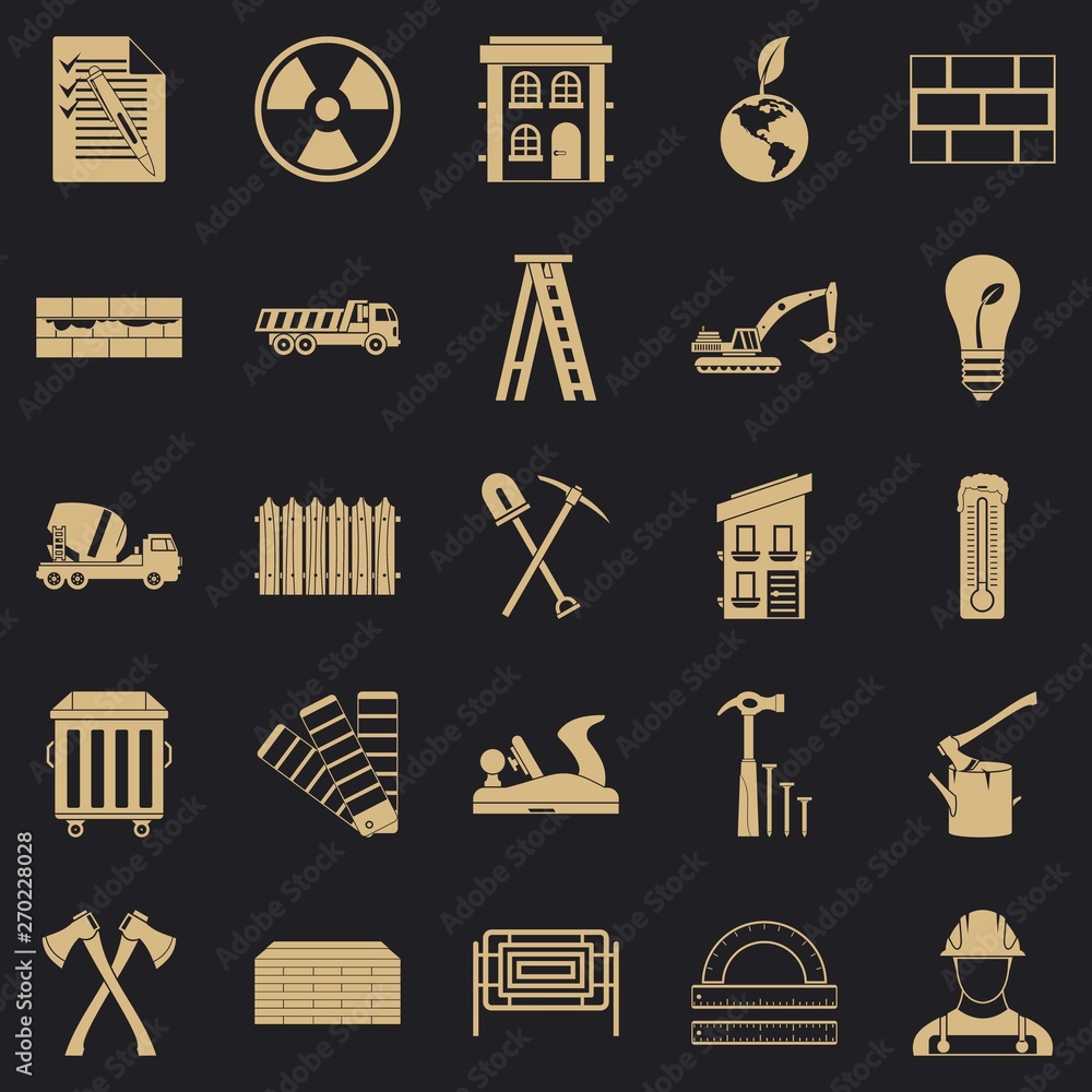 Poster material icons set. simple set of 25 material vector icons for web for any design