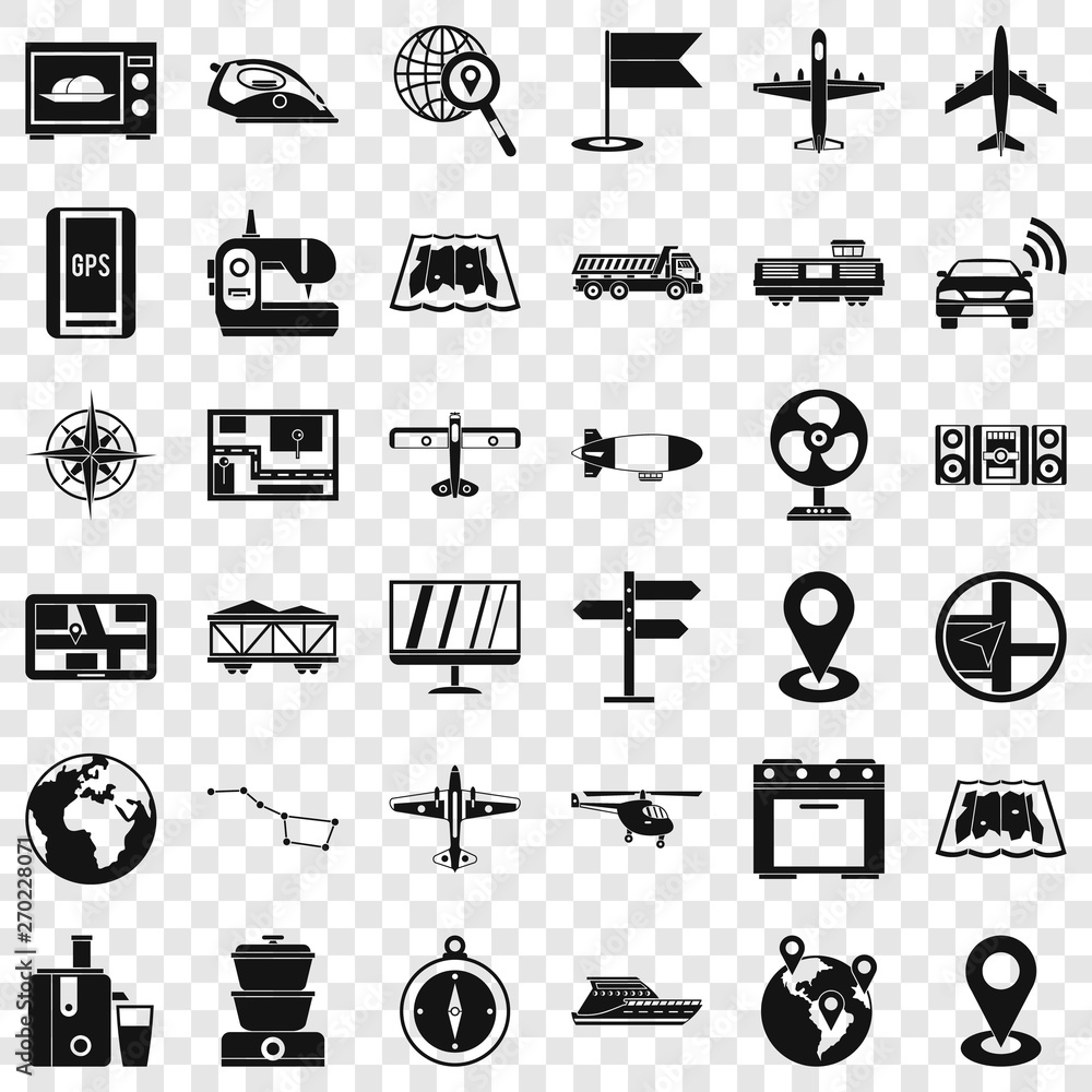 Poster digital icons set. simple style of 36 digital vector icons for web for any design