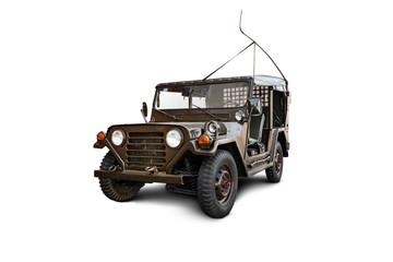old retro 4x4 suv car isolated on white background