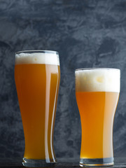 Two glasses of craft wheat beer