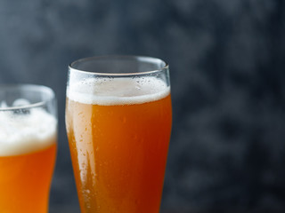 Two glasses of craft wheat beer