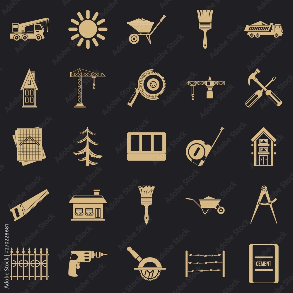 Aufkleber sturdy construction icons set. simple set of 25 sturdy construction vector icons for web for any des