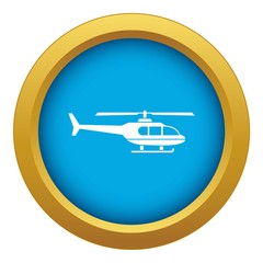 Military helicopter icon blue vector isolated on white background for any design