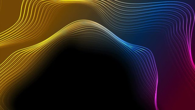 Colorful neon futuristic glowing curved 3d wavy lines abstract motion background. Seamless looping. Video animation Ultra HD 4K 3840x2160