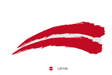 Fototapeta na wymiar Watercolor painting Latvia national flag. Grunge brush stroke Latvia Independence day red and white stripes nation color symbol - Vector abstract illustration