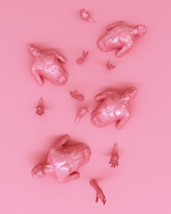 Abstract concept colorful of men are stuck on the floor. 3d rendering