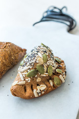 Homemade Salty Turkish Style Pastries with Cottage Cheese and Pumpkin Seeds / Salted Pogaca.