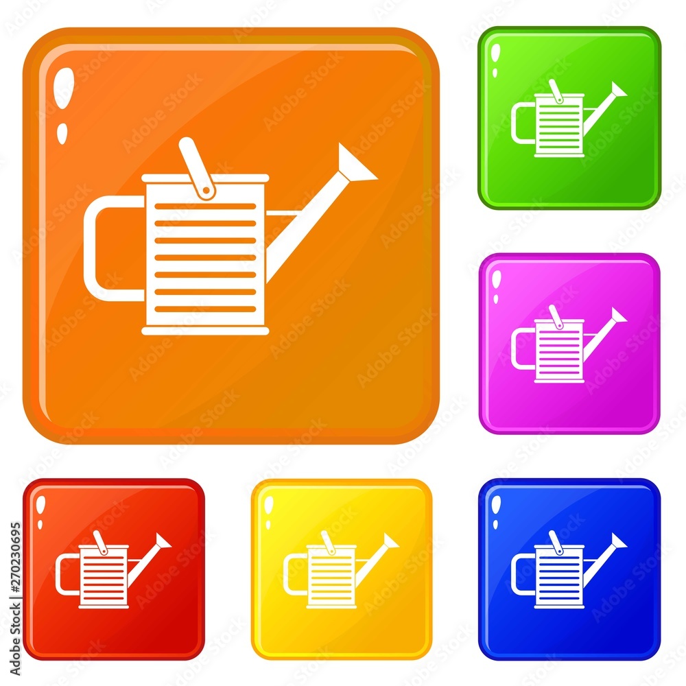 Poster watering can icons set collection vector 6 color isolated on white background