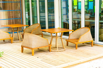 empty table and chair decoration in restaurant
