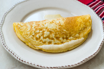 Fluffy Omelette Homemade Mont Saint Michel Style for Breakfast.