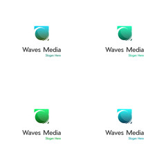 Natural Water wave Logo design vector, simple and modern shape of sea water wave in a square
