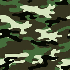 Military camouflage seamless pattern. Khaki texture. Trendy background. Abstract color vector illustration. For design wallpaper, wrapping paper, fabric.