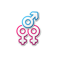 Different gender sex symbols set isolated on white background