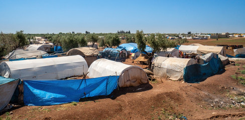 AZEZ, SYRIA – MAY 19: Refugee camp for syrian people on May 19, 2019 in Azez, Syria. In the civil...