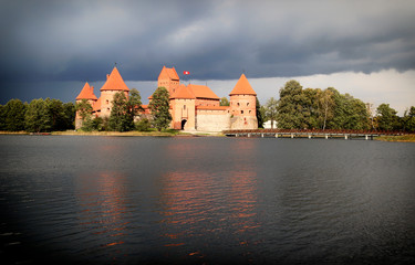 Naklejka na ściany i meble Trakai Castle, Lake Galve, Vilnius, Lithuania, Europe