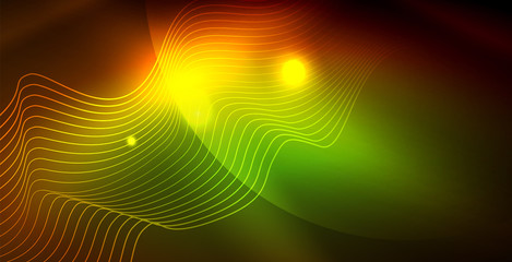 Color neon lights with waves abstract background