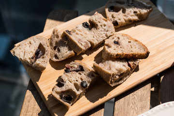 Artisan Bakery Bread Slices with Walnut and Dried Grape