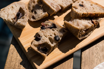 Artisan Bakery Bread Slices with Walnut and Dried Grape