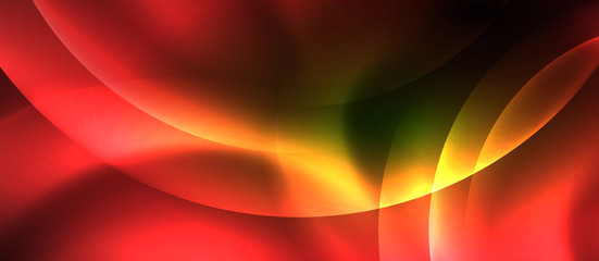 Neon glowing circles vector abstract background