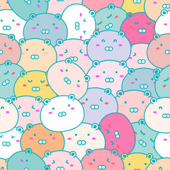 Seamless pattern with cute bear background, Cute bear doodle art for kids, Vector illustrations for gift wrap and fabric design.