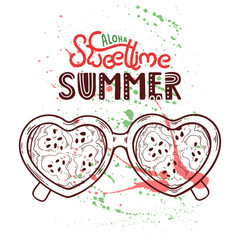 Vector illustration of glasses with watermelon instead of lenses.