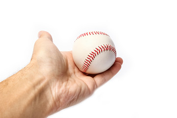beautiful in the hands of a baseball on a white background myach