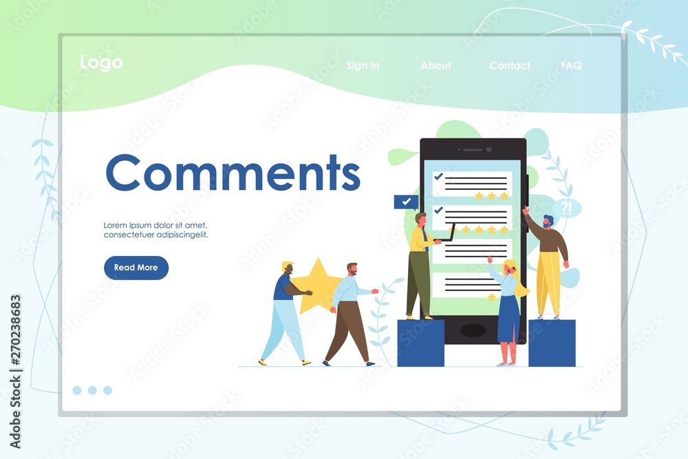 Aufkleber comments vector website landing page design template