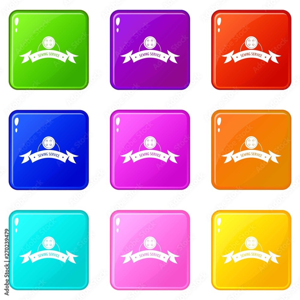Poster clothes button round icons set 9 color collection isolated on white for any design