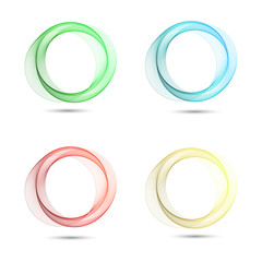  Set of colored circles with shadow on white background