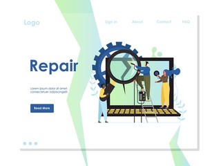 Repair vector website landing page design template