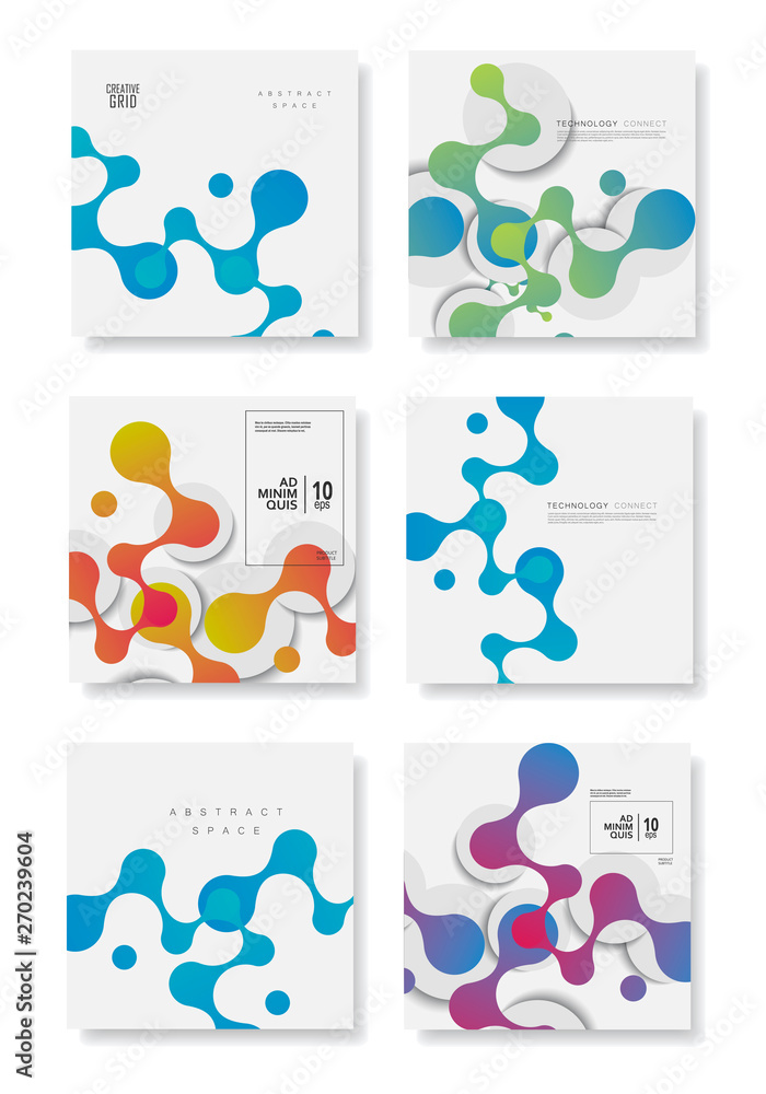 Poster colorful geometric background design with fluid shapes composition