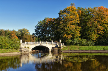 The Visconti bridge in the Pavlovsk park.