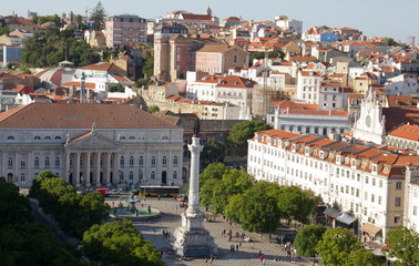 Central square in Lisbon. Portugal in the summer.